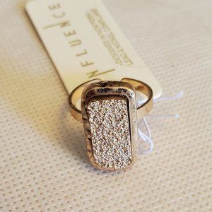 Gold Tone Adjustable Rectangle Ring Influence Designed in New York Simple Design